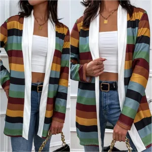 Color Wave Open Front Cardigan - Matcha