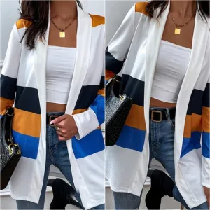 Color Wave Open Front Cardigan - Mustard
