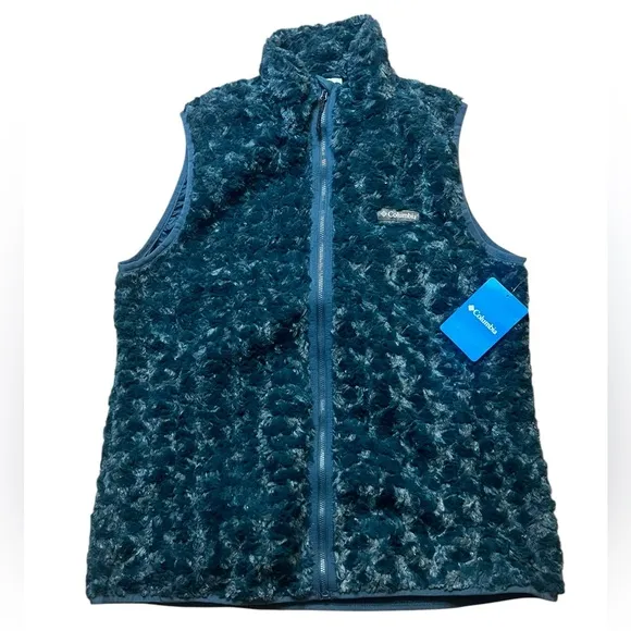 Columbia Twisp Trail Women’s Large Green Fleece Vest Lined Full Zip
