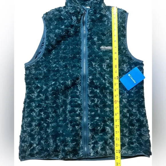 Columbia Twisp Trail Women’s Large Green Fleece Vest Lined Full Zip