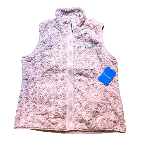 Columbia Twisp Trail Women’s Large Pink Fleece Vest Lined Full Zip