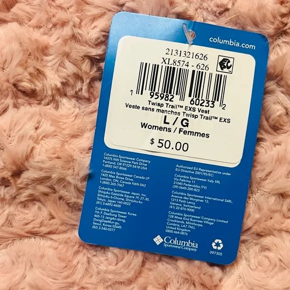 Columbia Twisp Trail Women’s Large Pink Fleece Vest Lined Full Zip