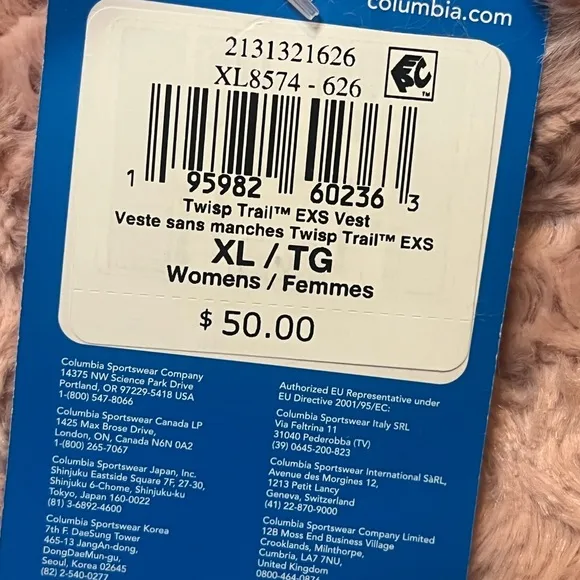 Columbia Twisp Trail Women’s XL Pink Fleece Vest Lined Full Zip