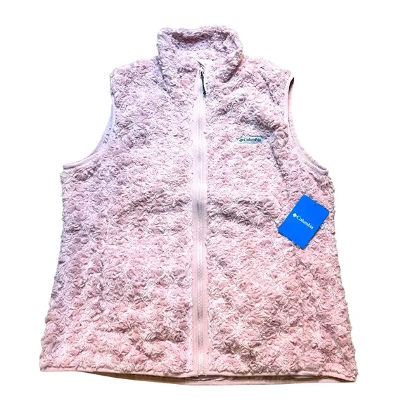 Columbia Twisp Trail Women’s XL Pink Fleece Vest Lined Full Zip