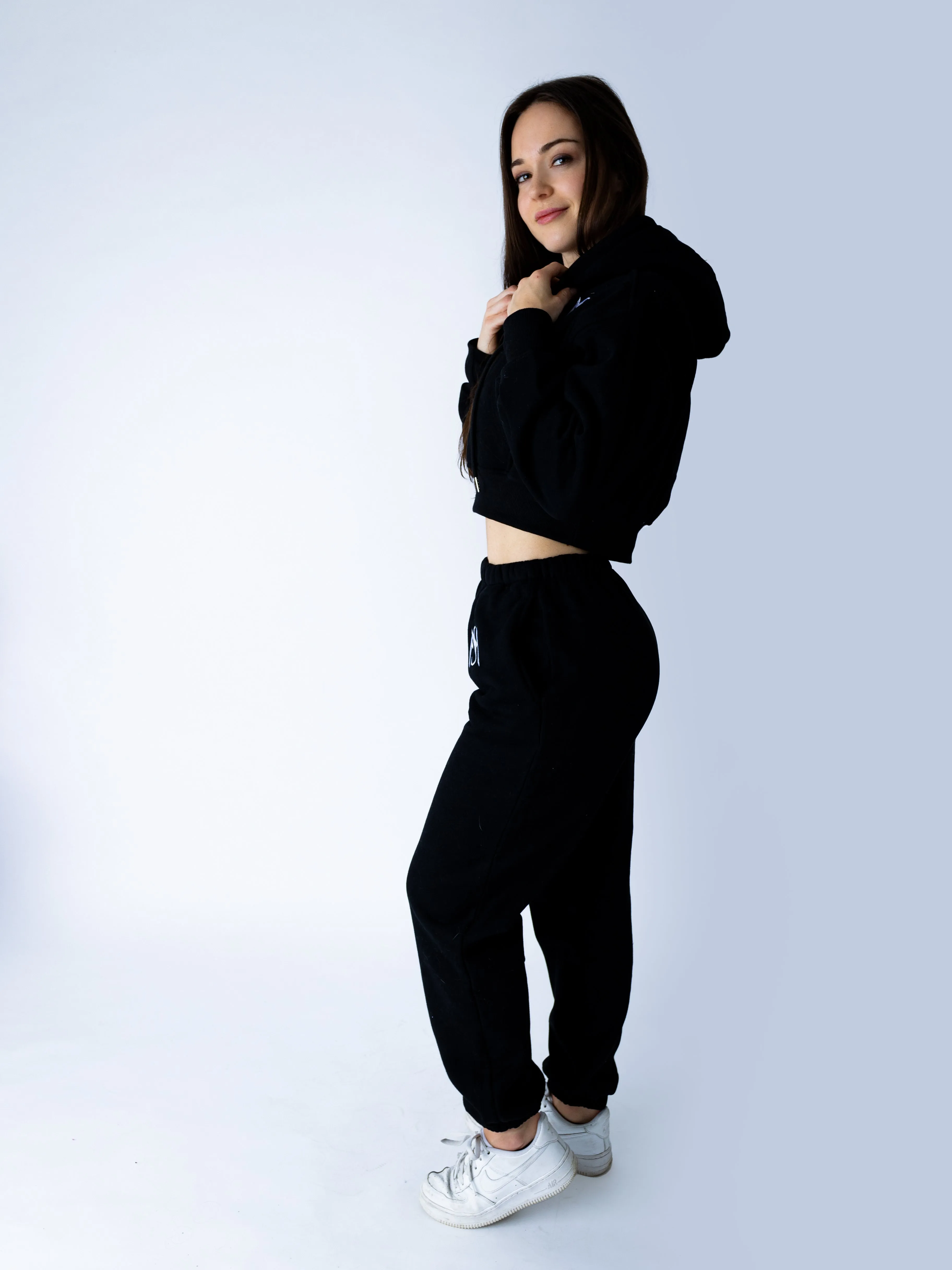 Comfort Black Crop Top Hoodie