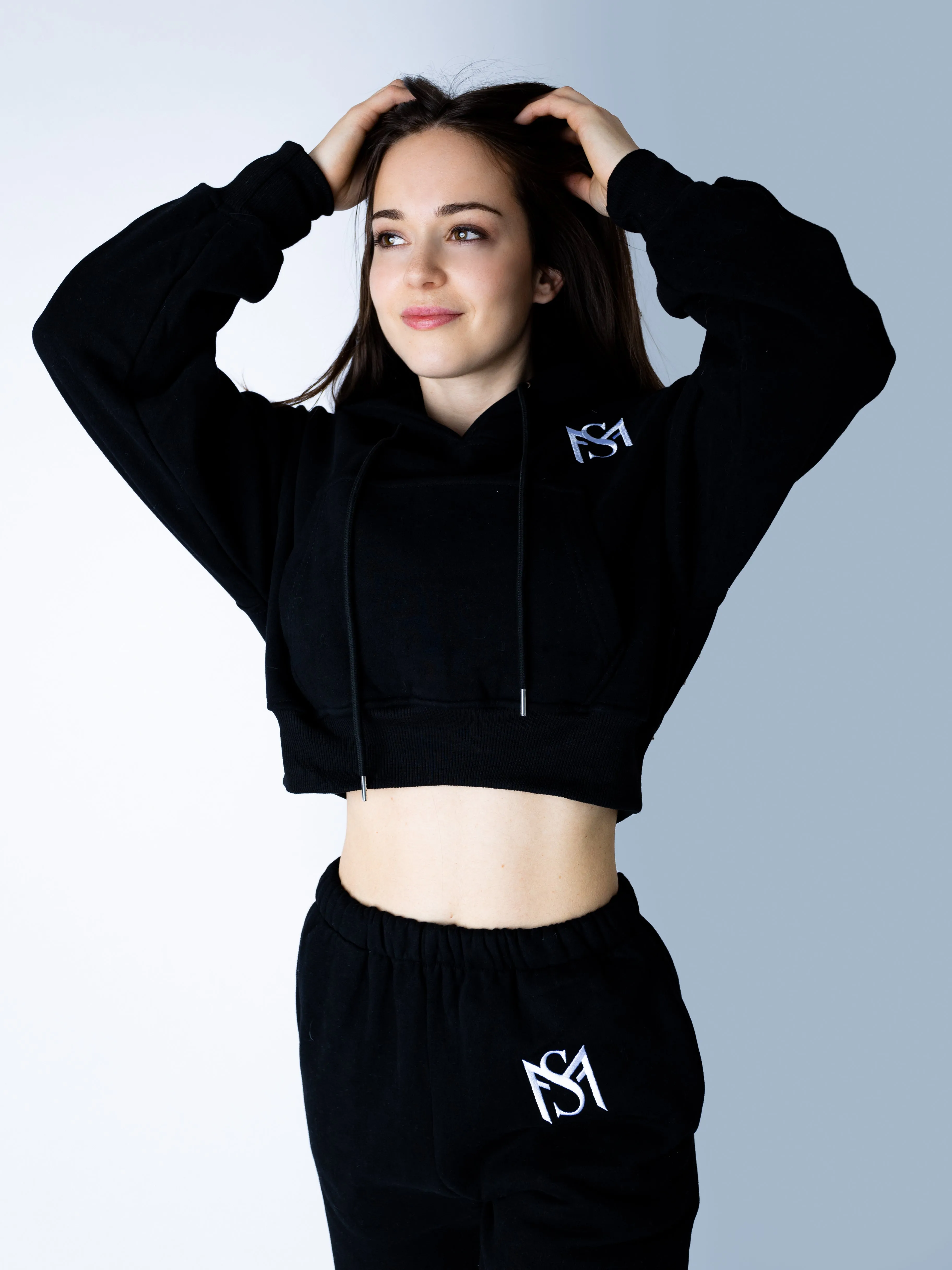 Comfort Black Crop Top Hoodie