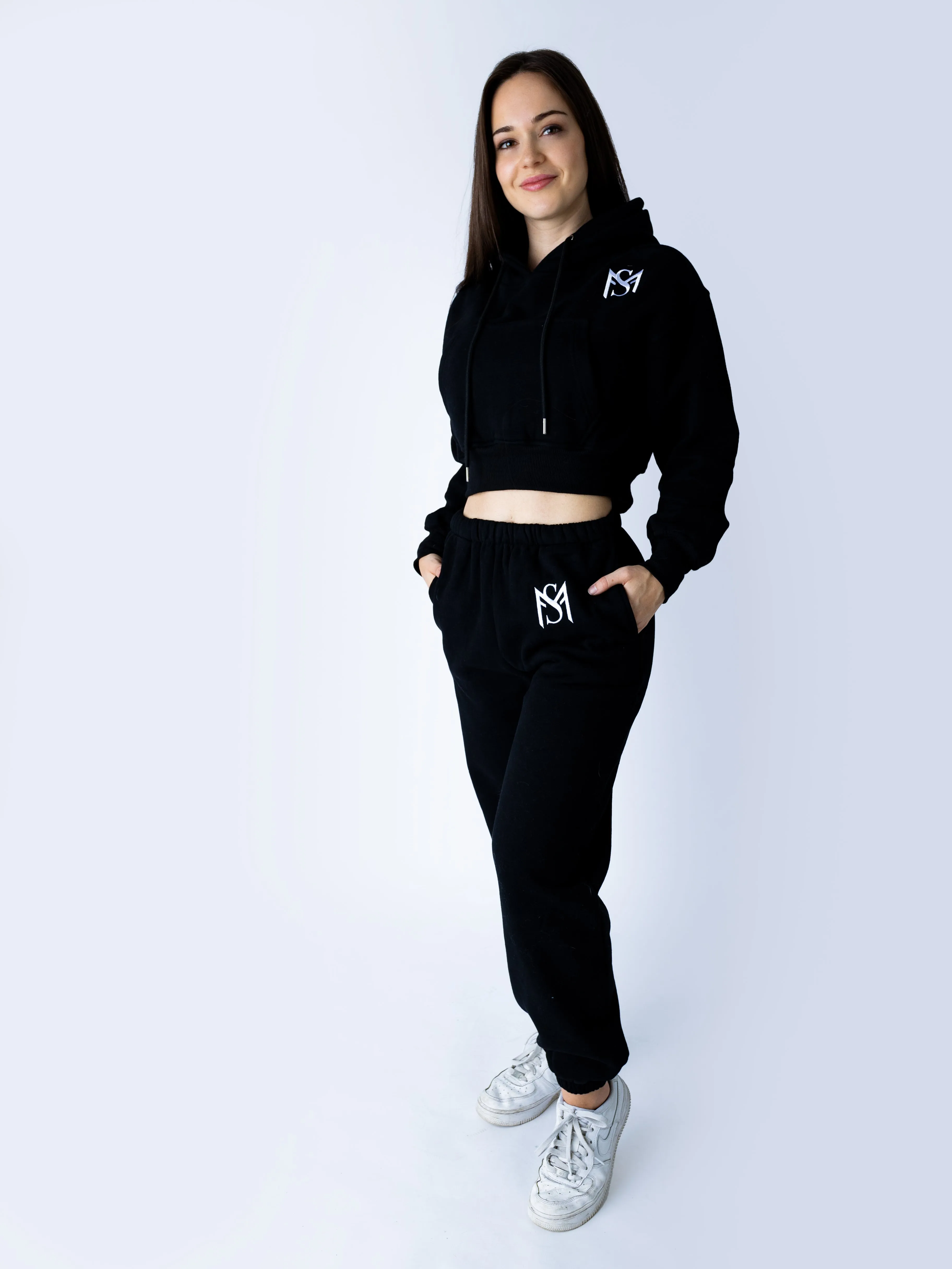 Comfort Black Crop Top Hoodie