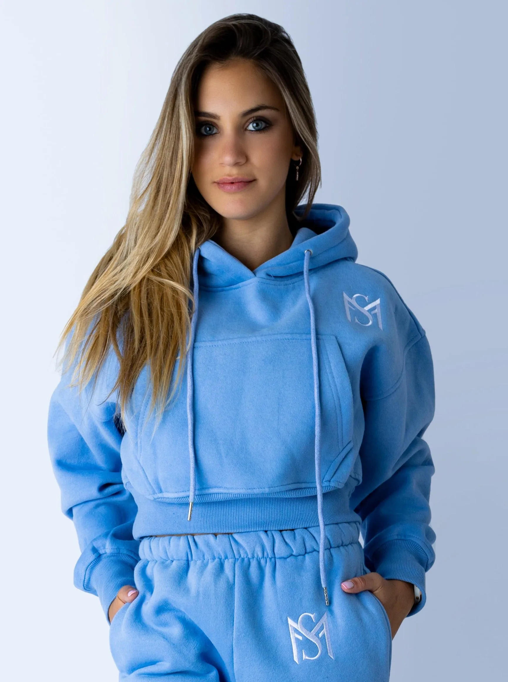 Comfort Blue Crop Top Hoodie