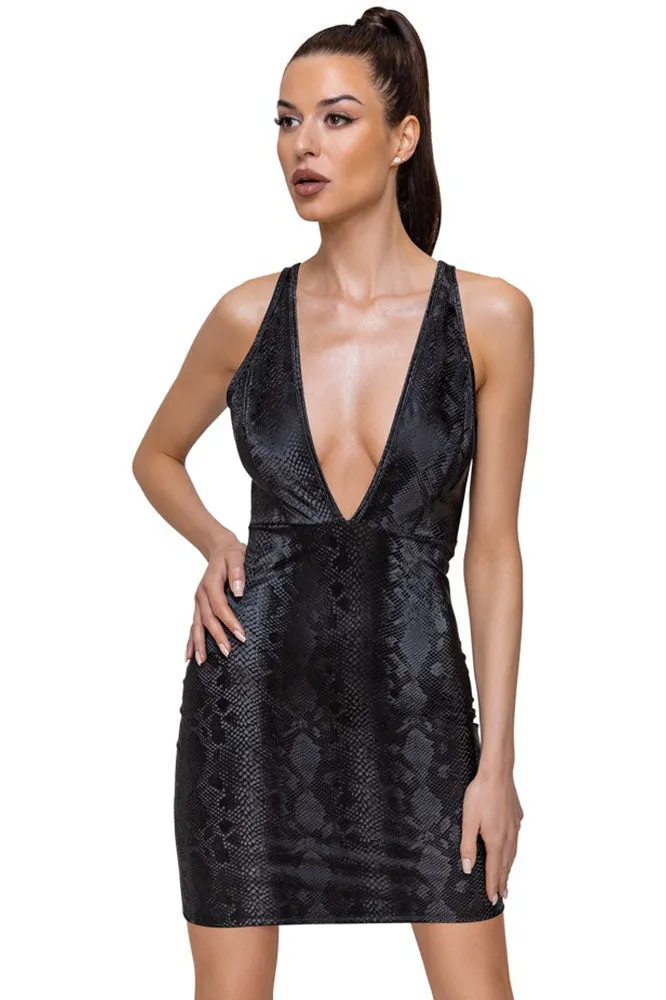 Cottelli Party Snakeskin Look Black Dress