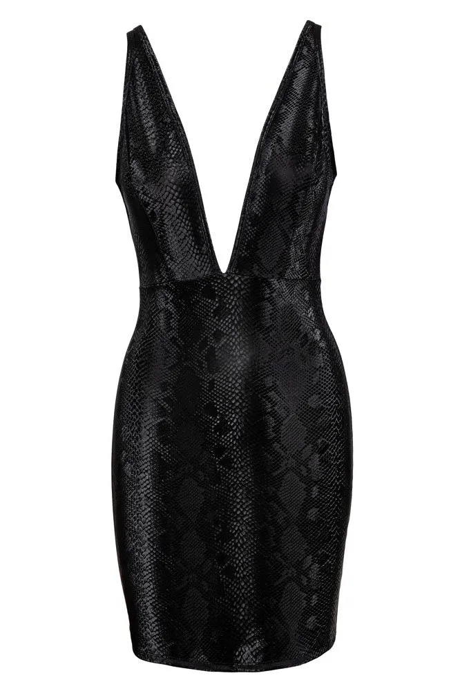 Cottelli Party Snakeskin Look Black Dress