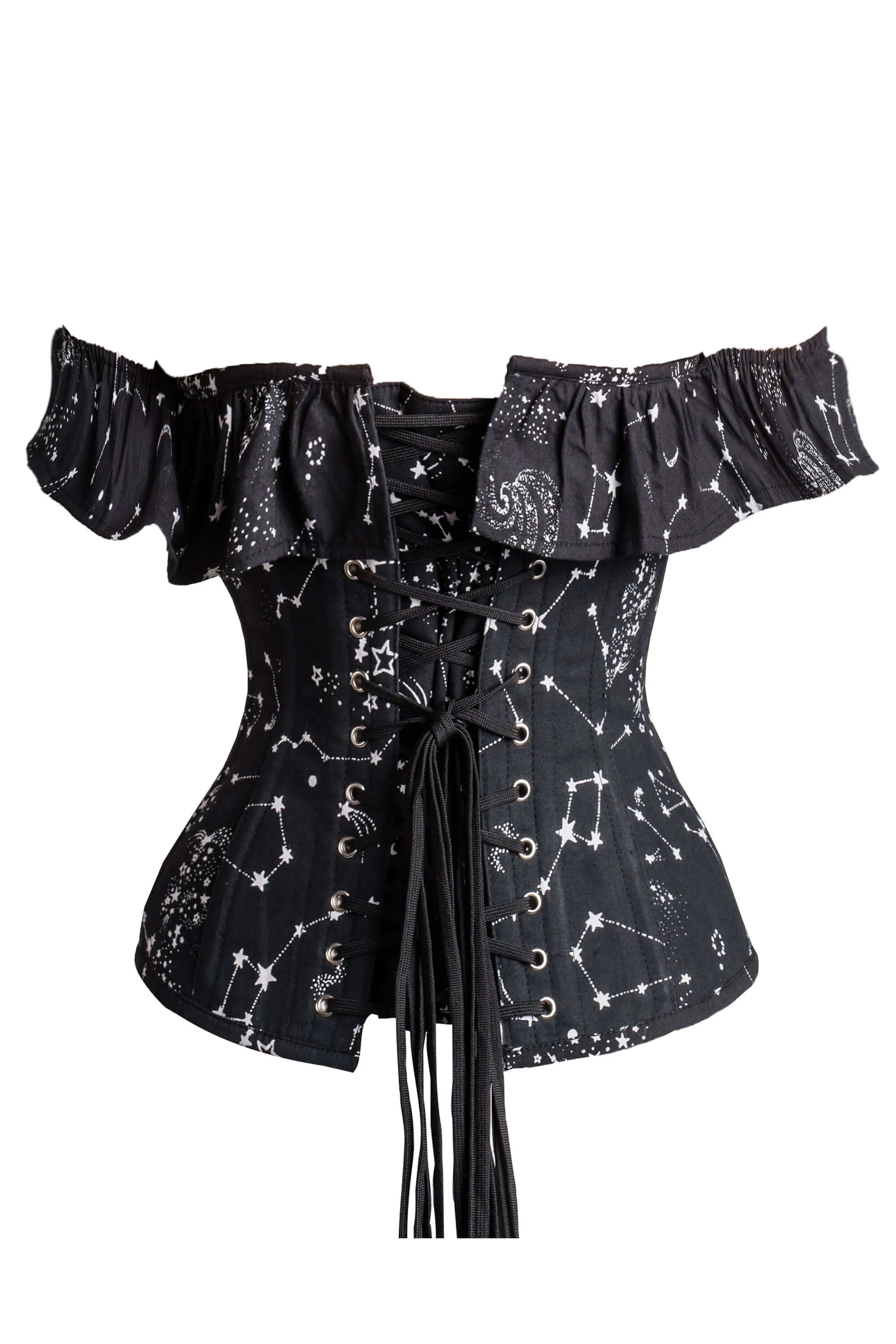 Cotton Astronomy Print Sleeved Corset Top