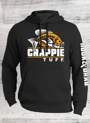 Crappie Tuff - Crappie Fishing Hoodie - Black Pullover Hooded Sweatshirt