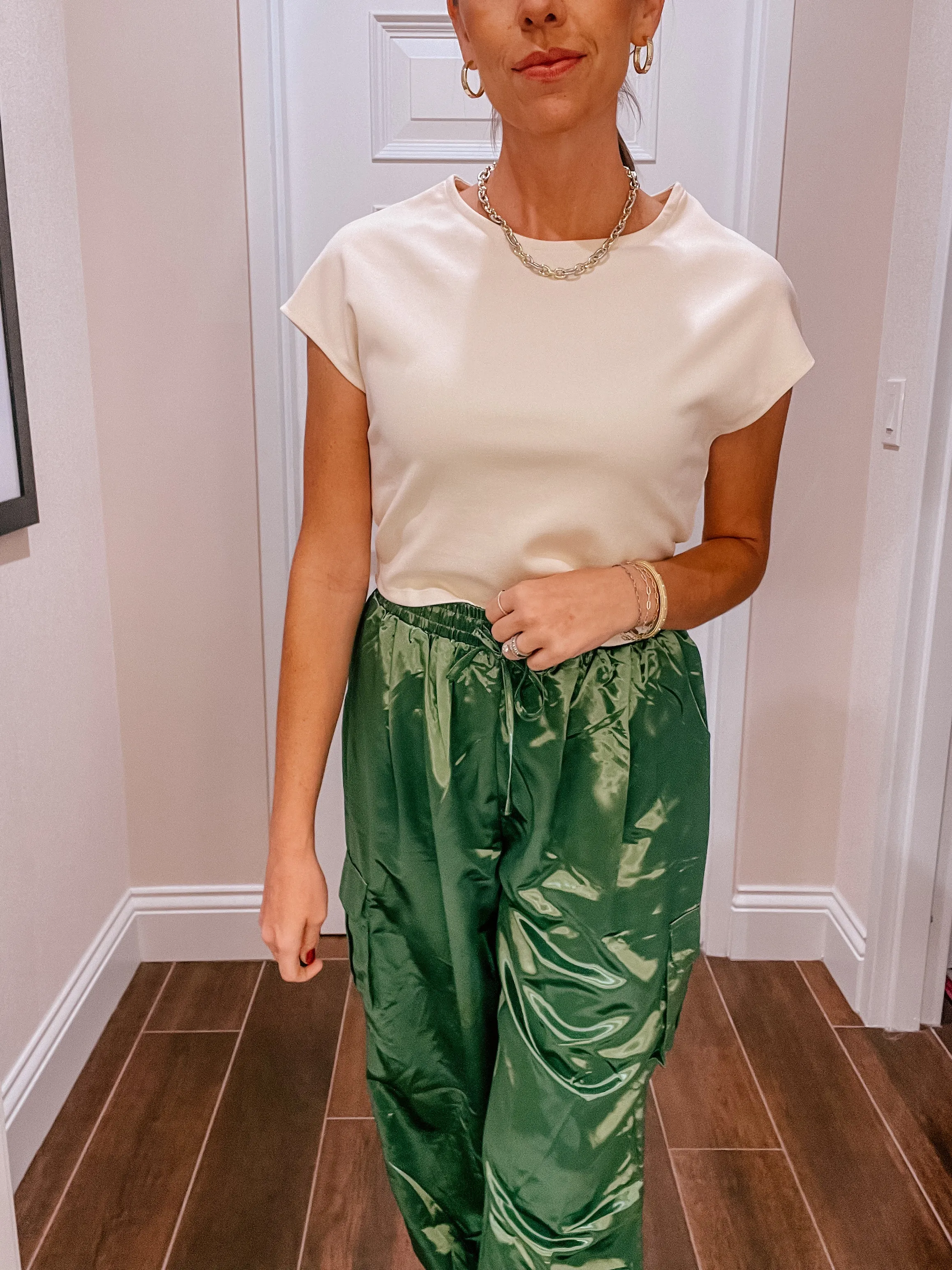 Cream Round Neck Luxe Top
