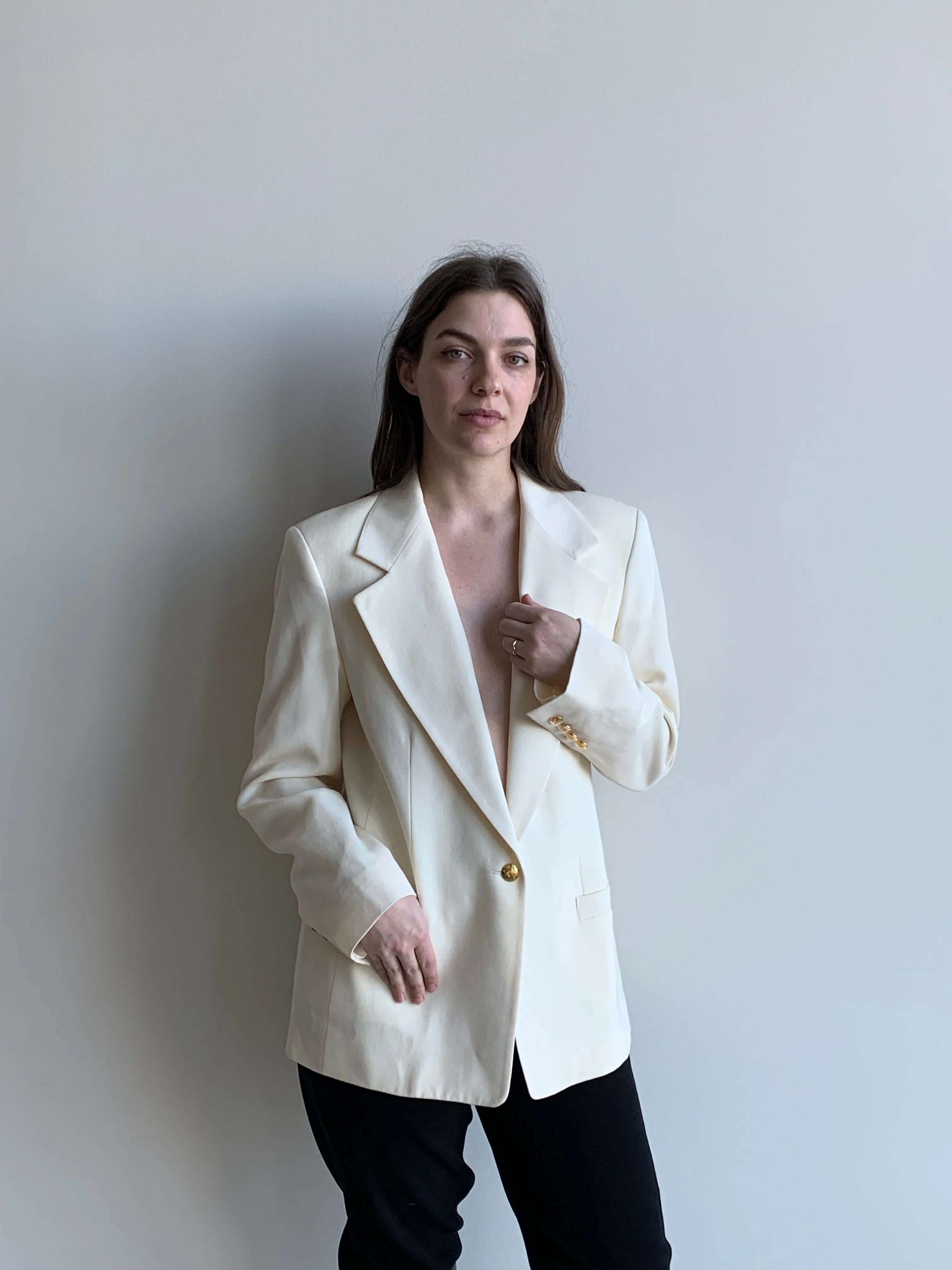 cream wool blazer