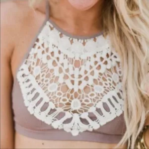 Crochet Lace halter criss cross Bralette