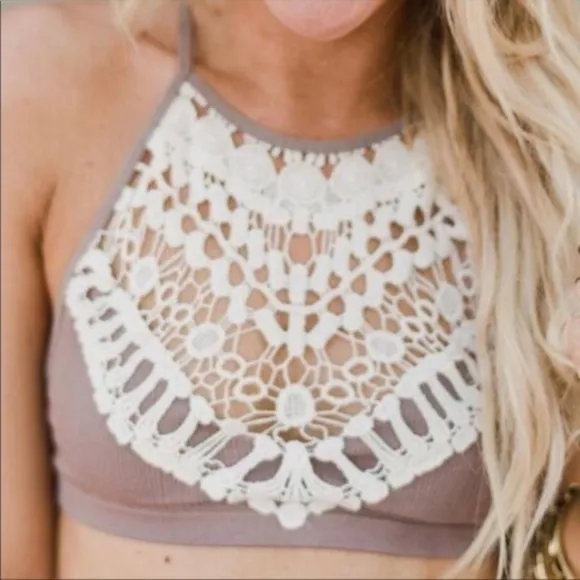 Crochet Lace halter criss cross Bralette