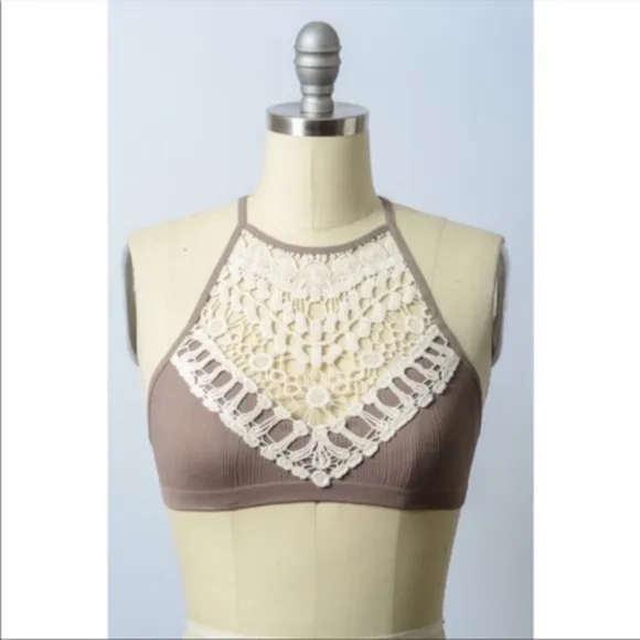 Crochet Lace halter criss cross Bralette