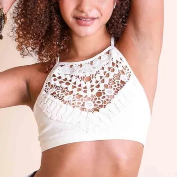 Crochet Lace halter criss cross Bralette