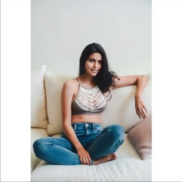 Crochet Lace halter criss cross Bralette
