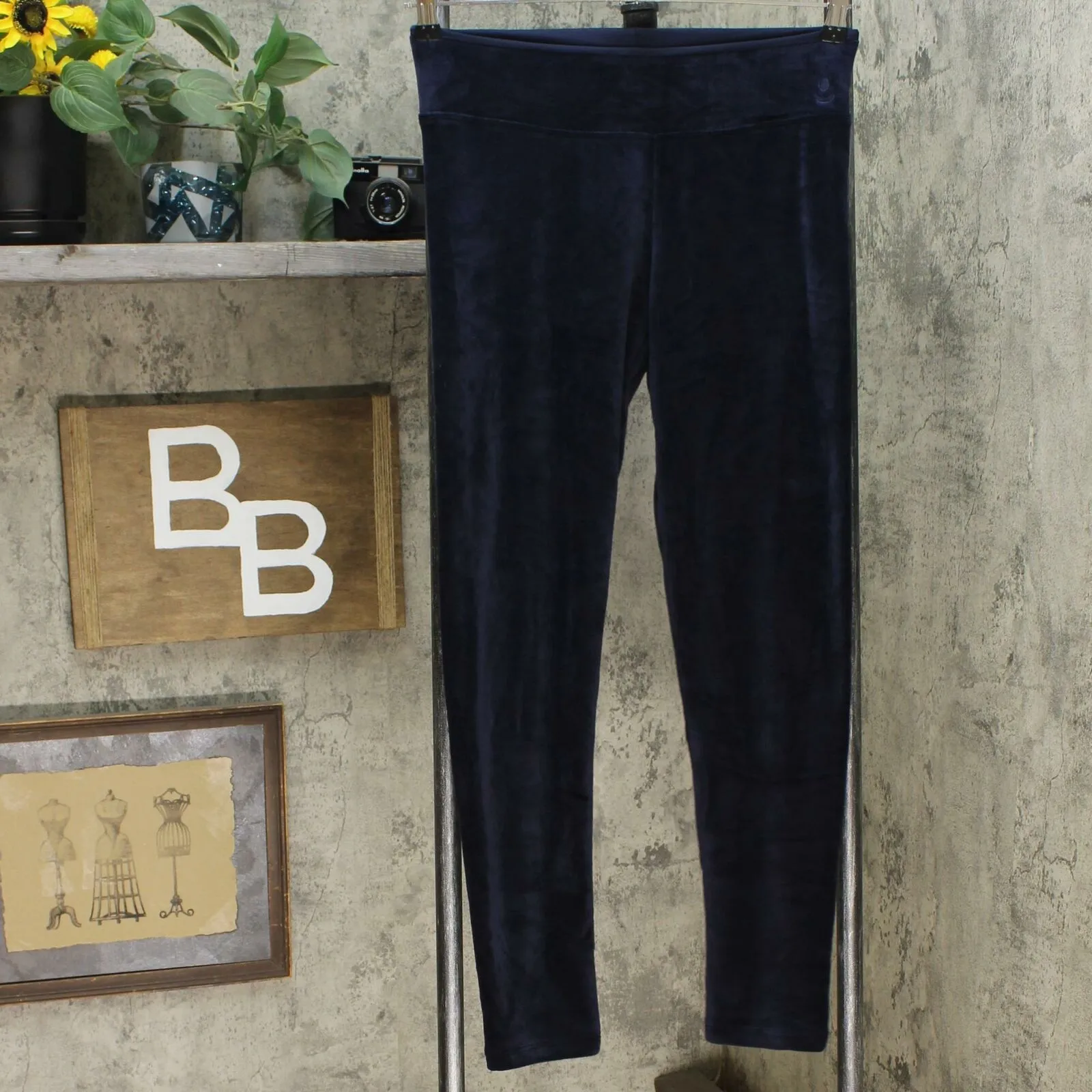Cuddl Duds Women's Double Plush Velour Leggings Nocturne Navy Small