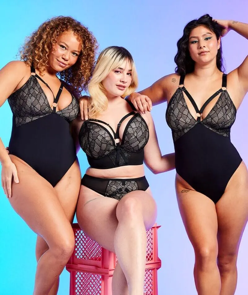 Curvy Kate Non-Stop Superplunge Longline Bra - Black/Pink