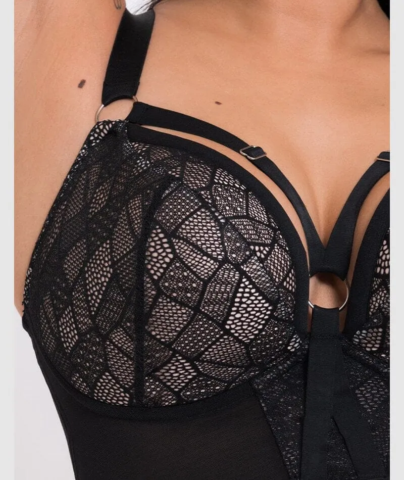 Curvy Kate Non-Stop Superplunge Longline Bra - Black/Pink
