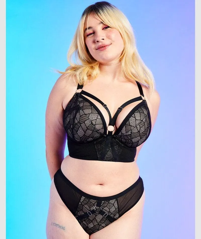 Curvy Kate Non-Stop Superplunge Longline Bra - Black/Pink