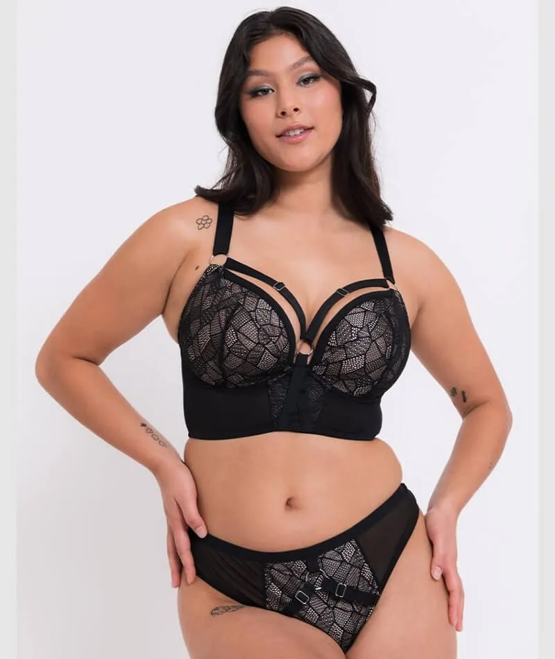 Curvy Kate Non-Stop Superplunge Longline Bra - Black/Pink