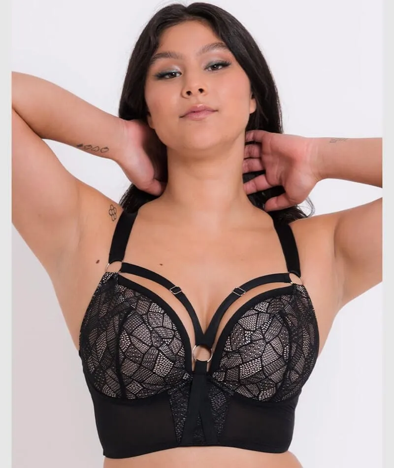 Curvy Kate Non-Stop Superplunge Longline Bra - Black/Pink