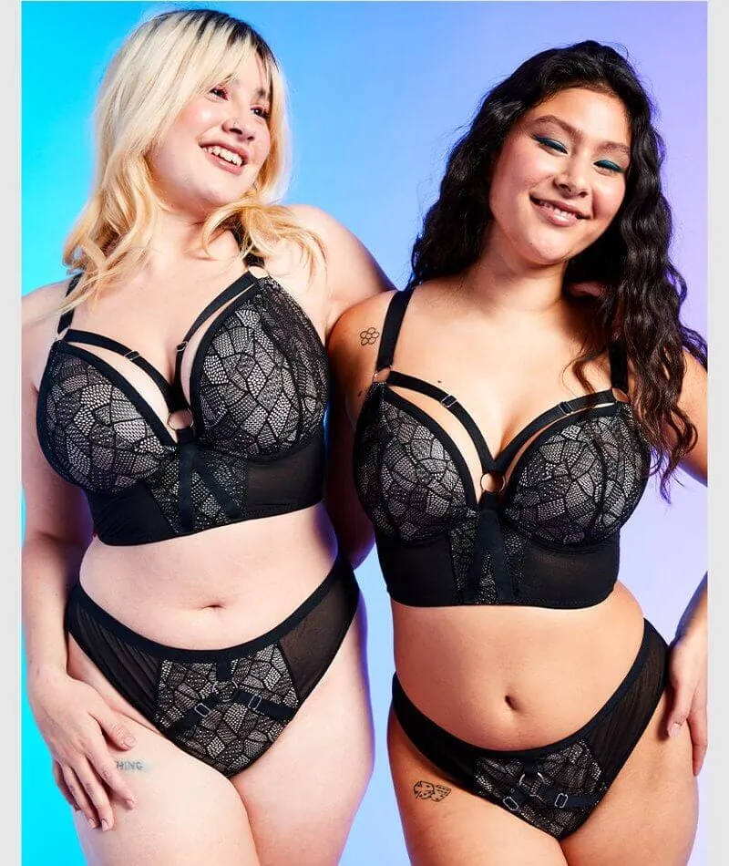 Curvy Kate Non-Stop Superplunge Longline Bra - Black/Pink