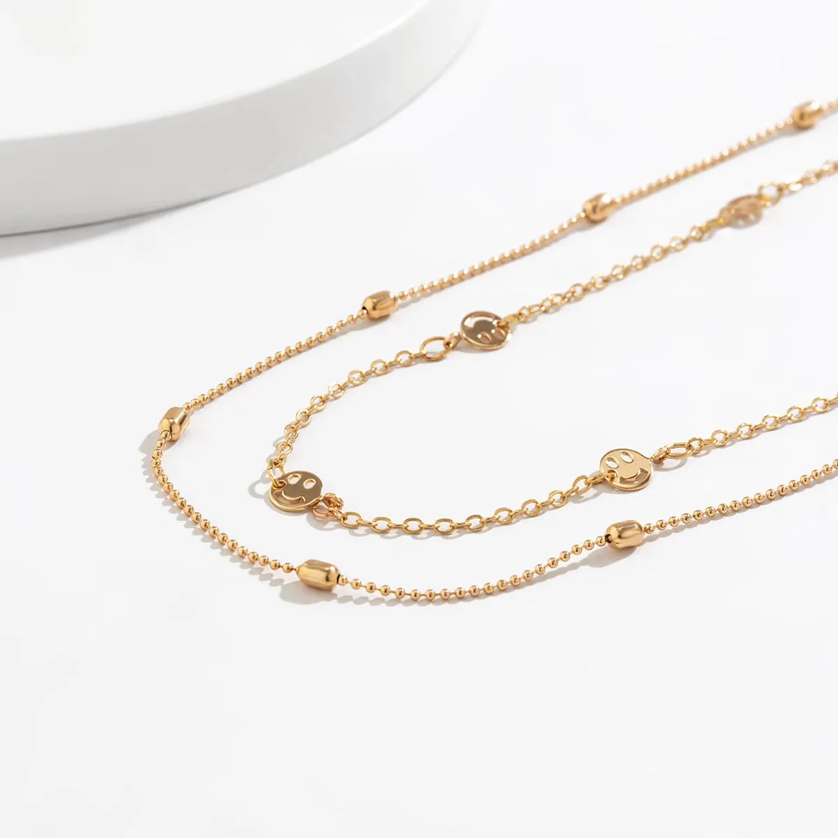 Dainty 2 Pieces Smile Face Belly Chain Set