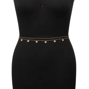 Dainty Layered Butterfly Tassel Waist Chain Set