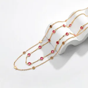 Dainty Layered Colorful Cubic Zirconia Sequins Charm Belly Chain Set