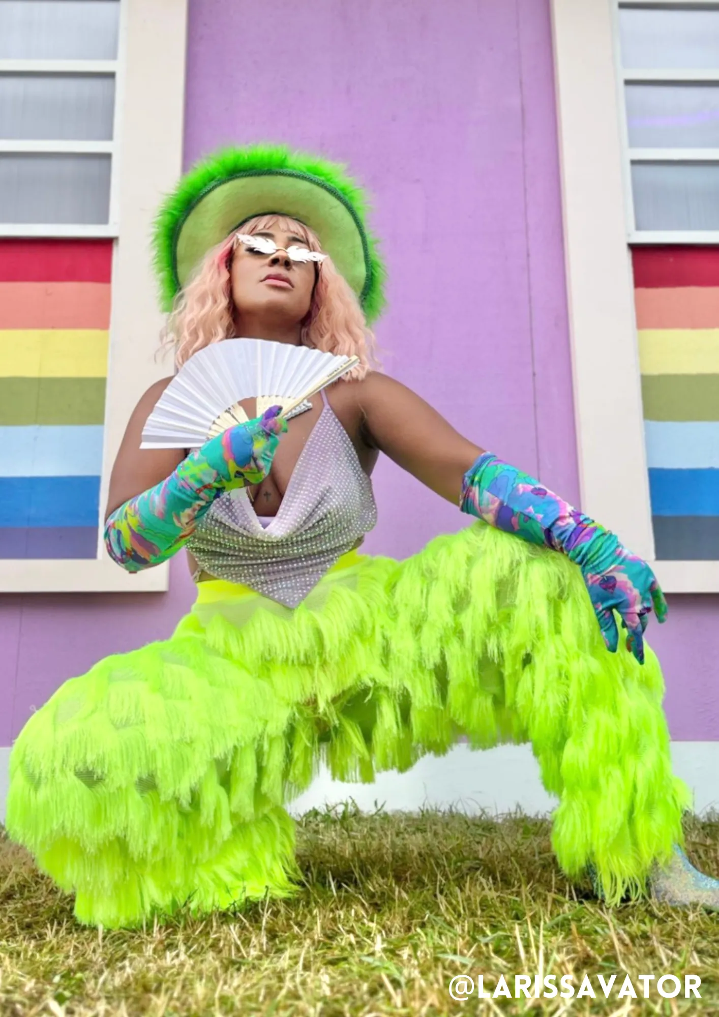 Dallas Fringed Hot Pants in Hot Pink and Neon Yellow