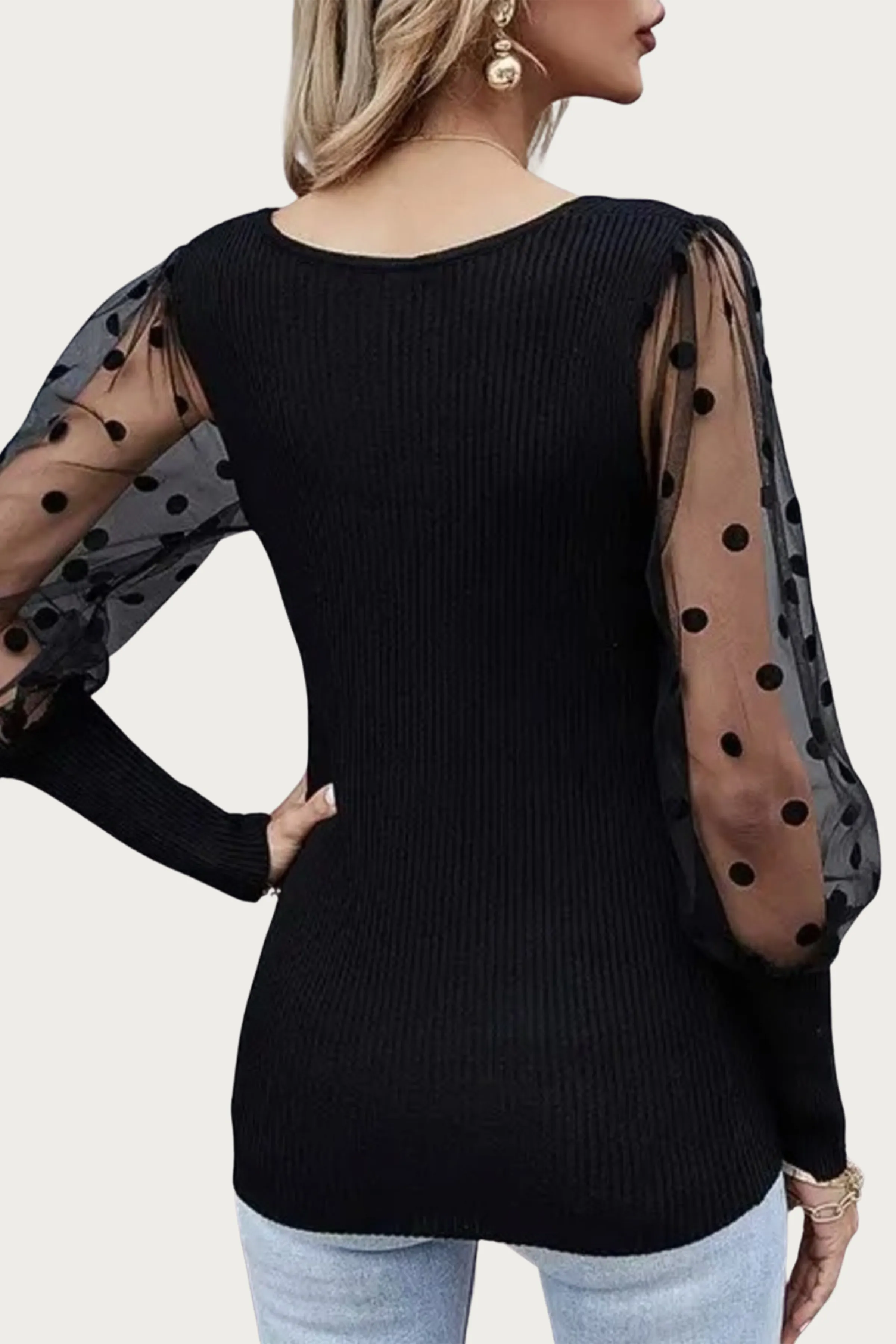 DAYDREAM POLKA DOT MESH SLEEVE TOP