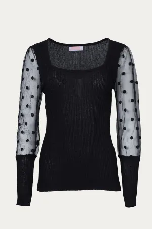 DAYDREAM POLKA DOT MESH SLEEVE TOP