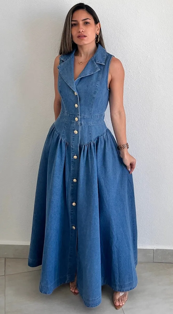 Decidedly Precious Button-Front Midi Dress