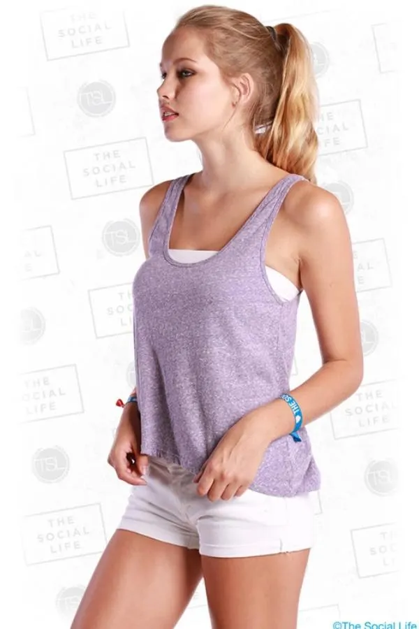 Deep Scoop Neck High Low Racer Back Tank