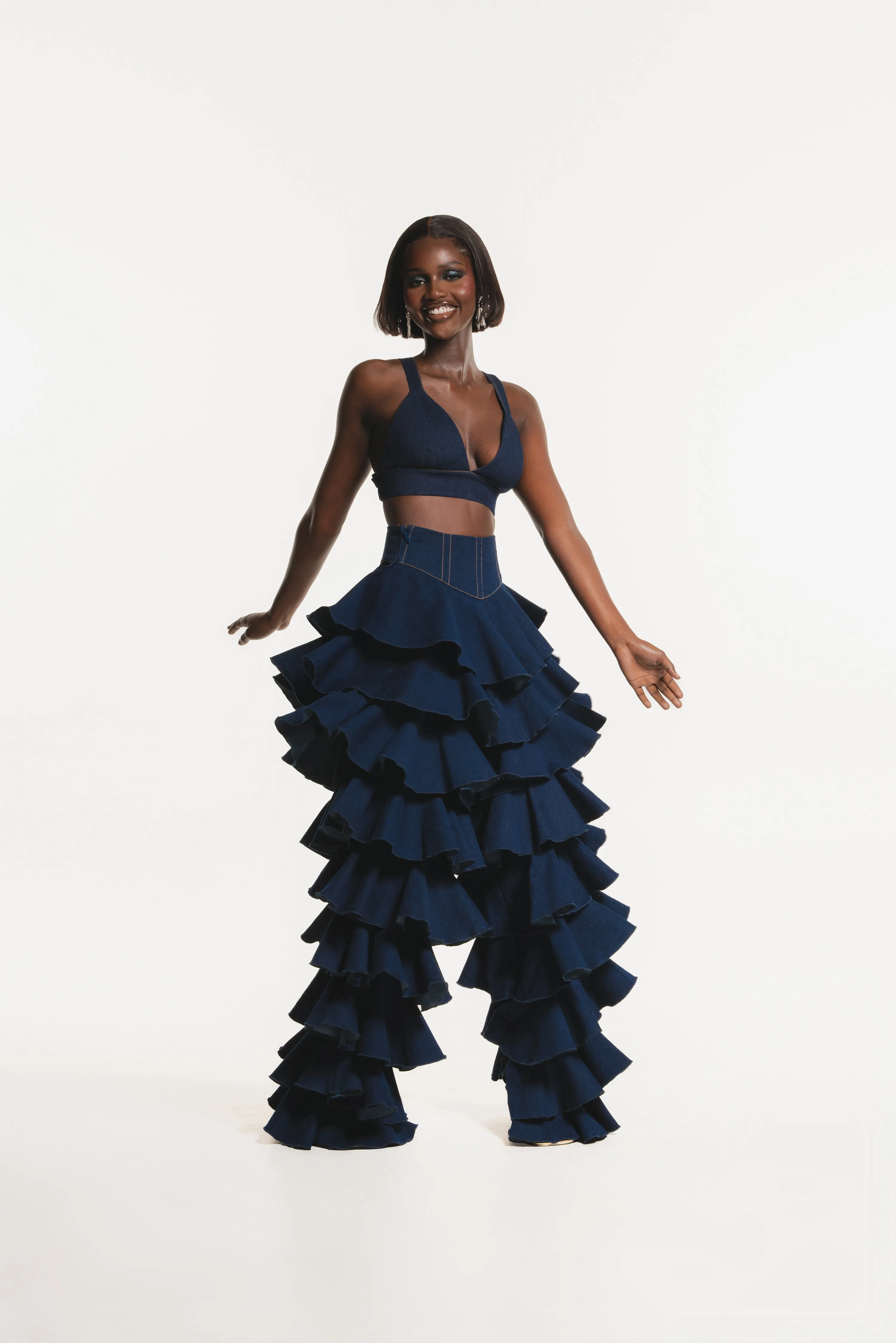 Denim DARIA Ruffle Pants