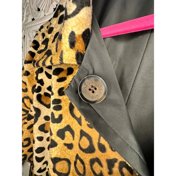 Dennis Basso Leopard Print Button Down Coat Jacket Animal Print Reversible 1X