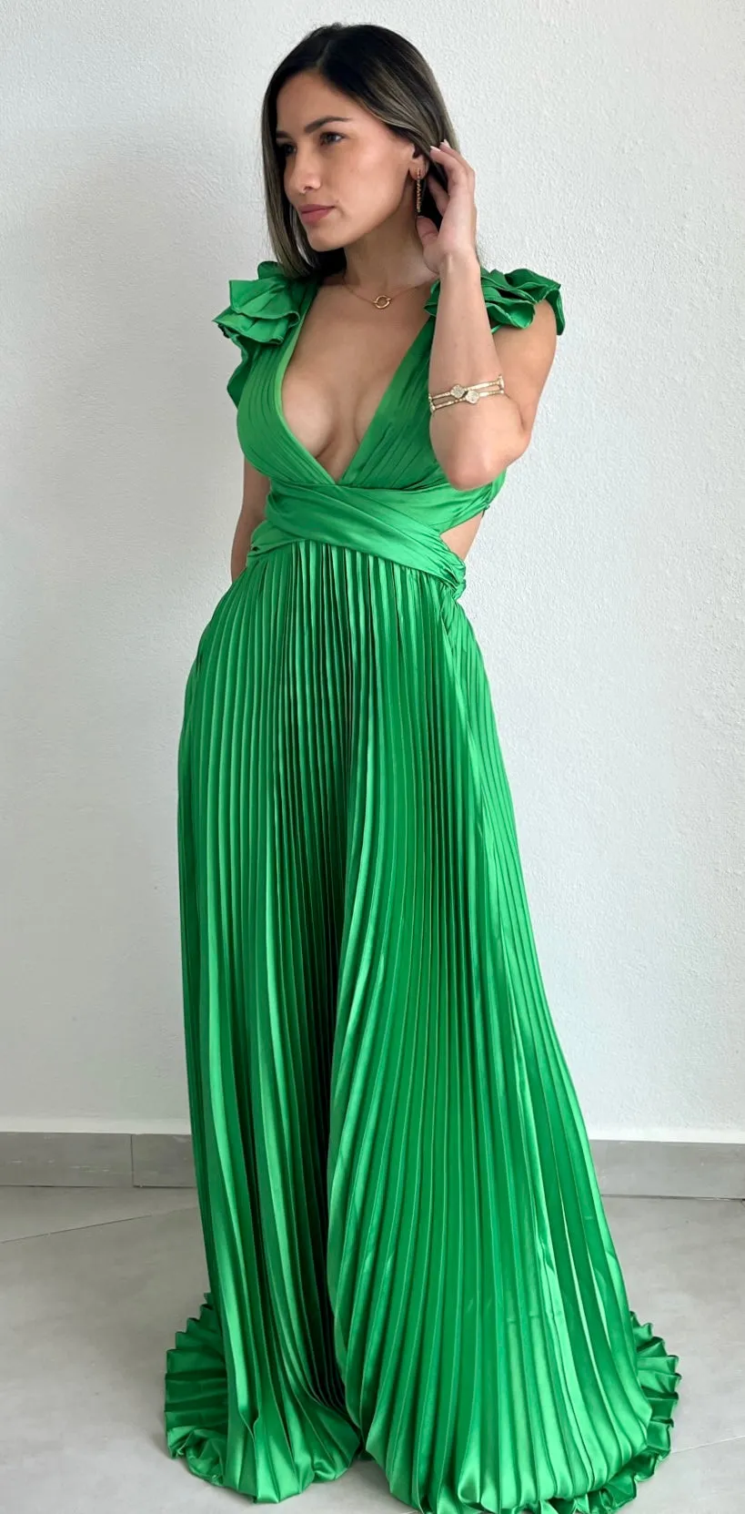 Devoted to Beauty Ruffle & Plated Maxi Dress