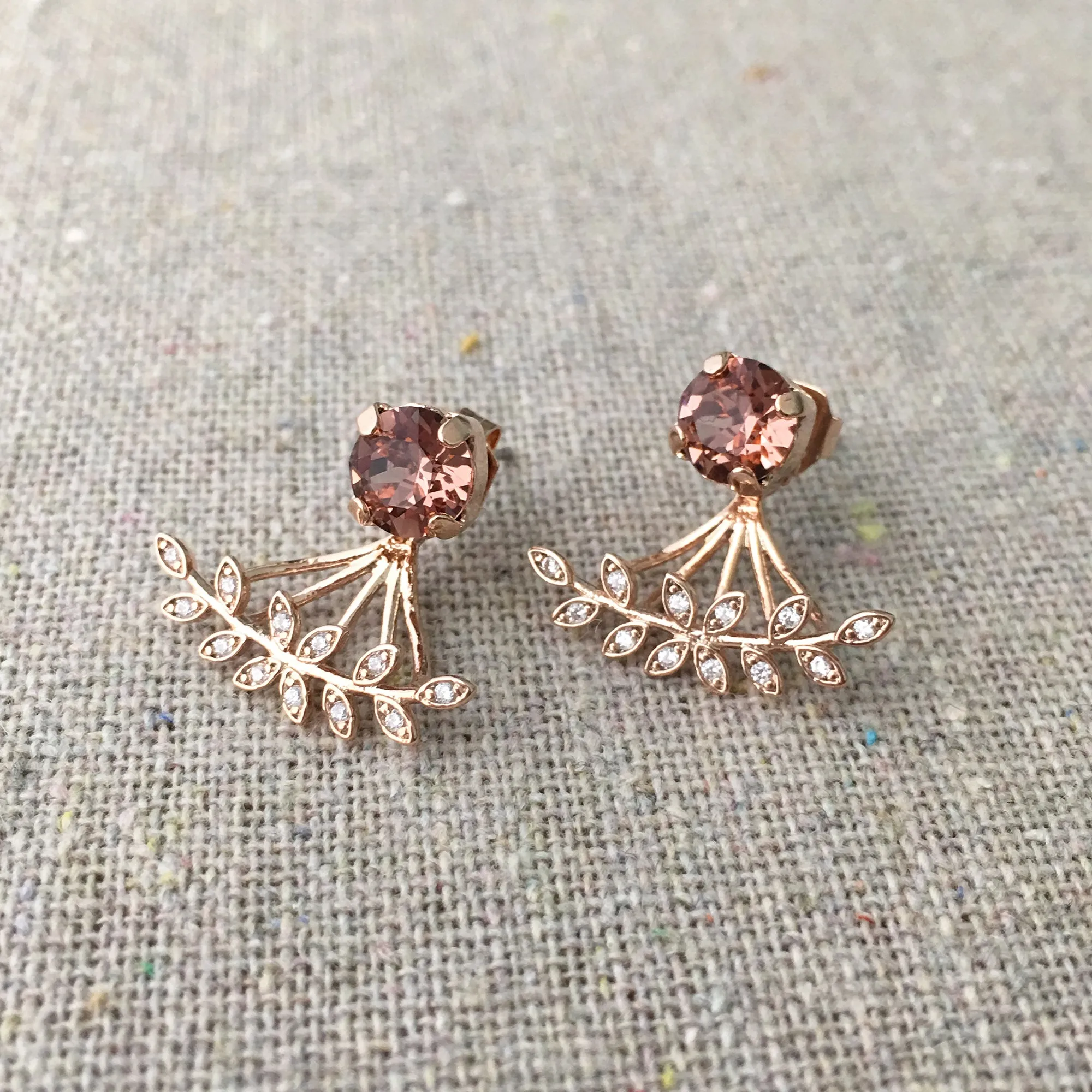 Diamante Laurel Ear Jacket Post Earrings