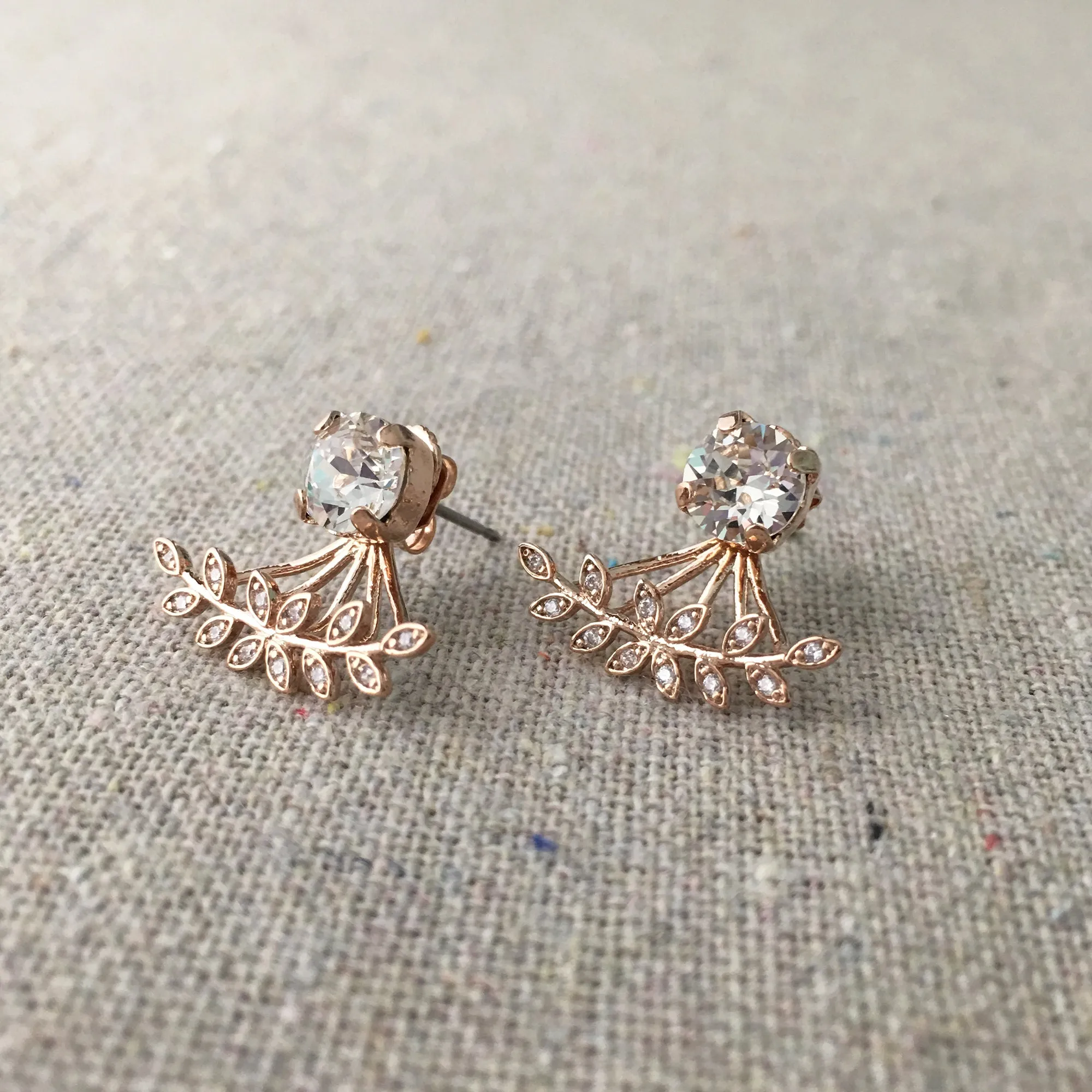 Diamante Laurel Ear Jacket Post Earrings
