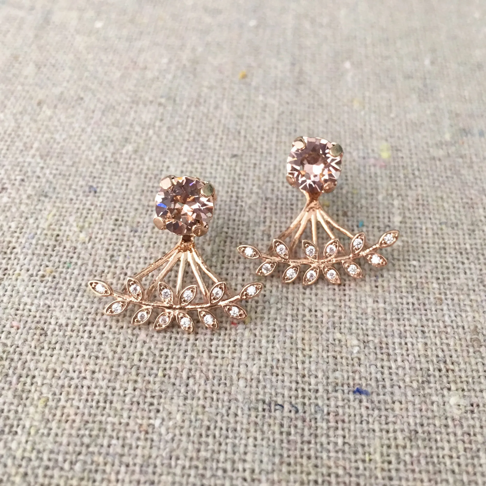 Diamante Laurel Ear Jacket Post Earrings