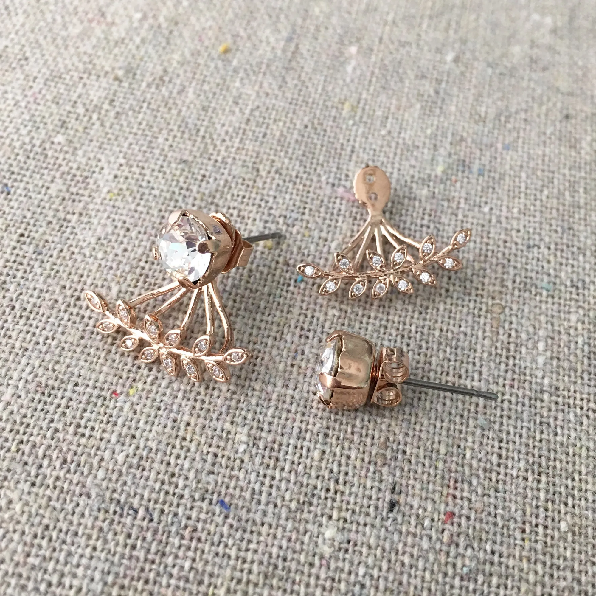 Diamante Laurel Ear Jacket Post Earrings
