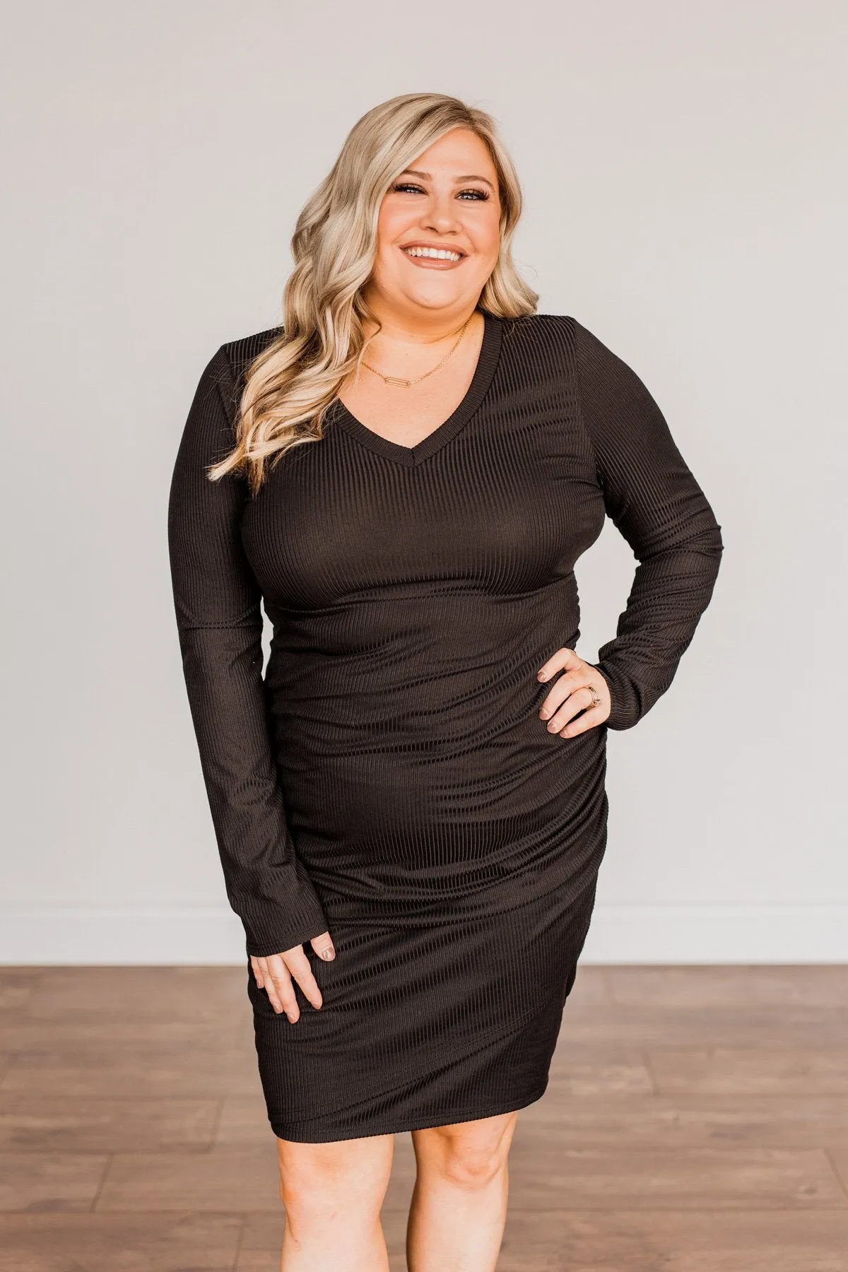 Divine Life Long Sleeve Dress- Black