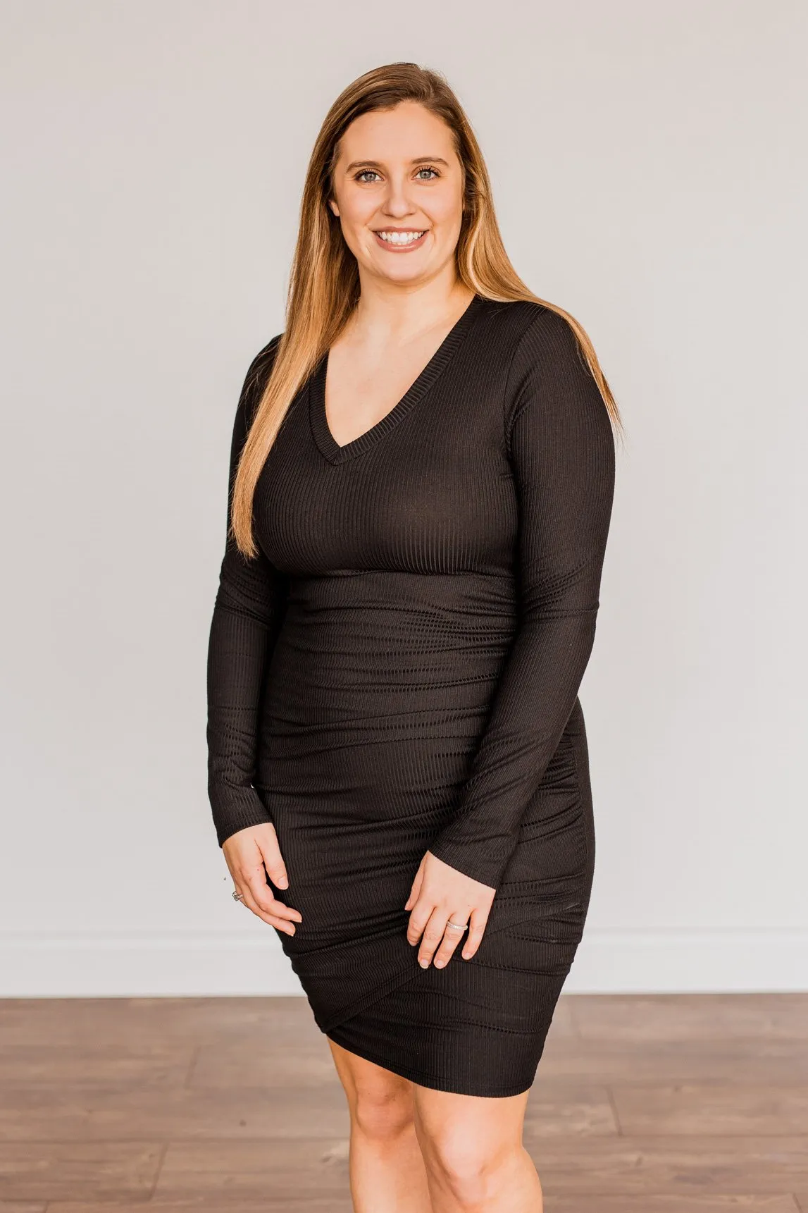 Divine Life Long Sleeve Dress- Black