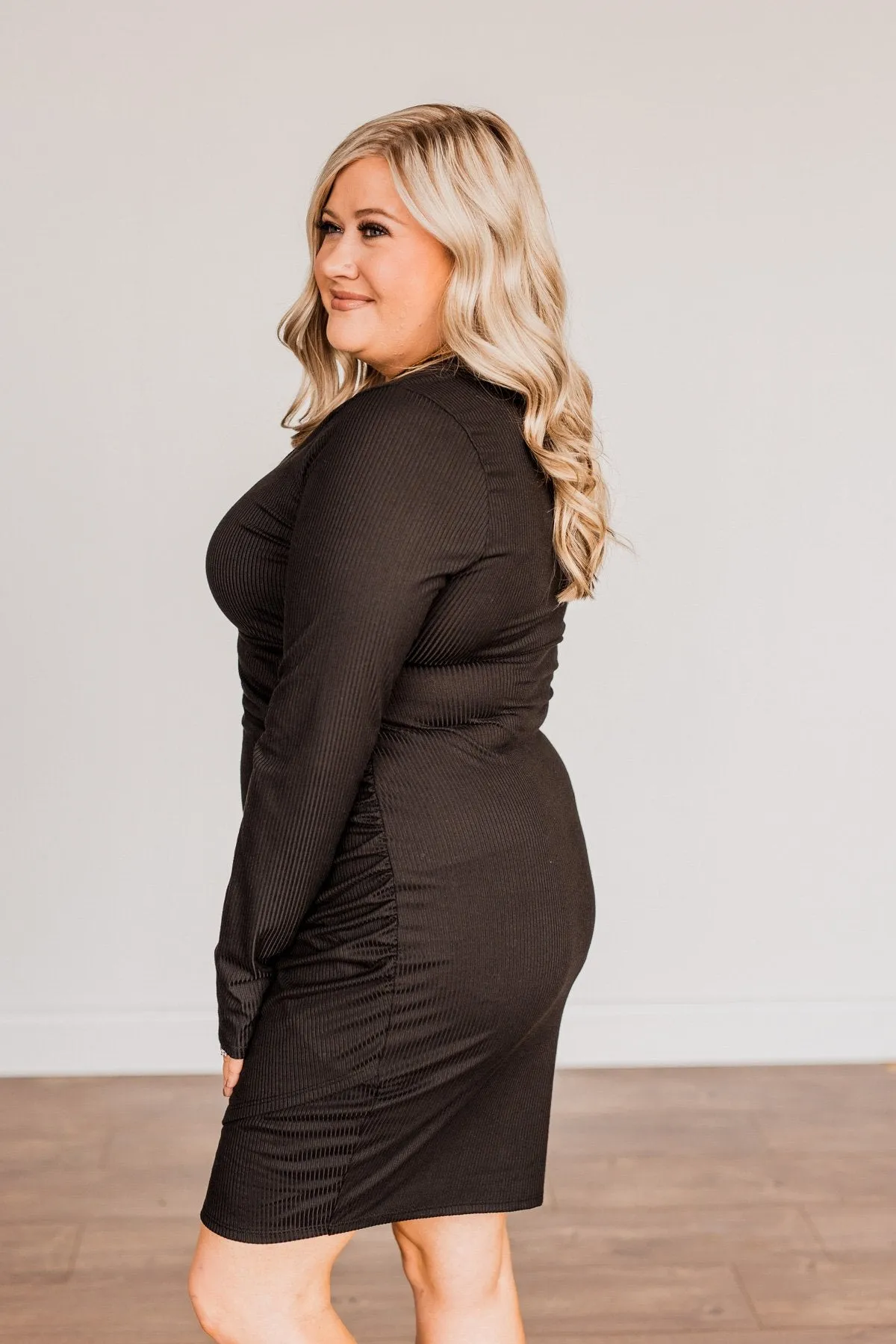 Divine Life Long Sleeve Dress- Black