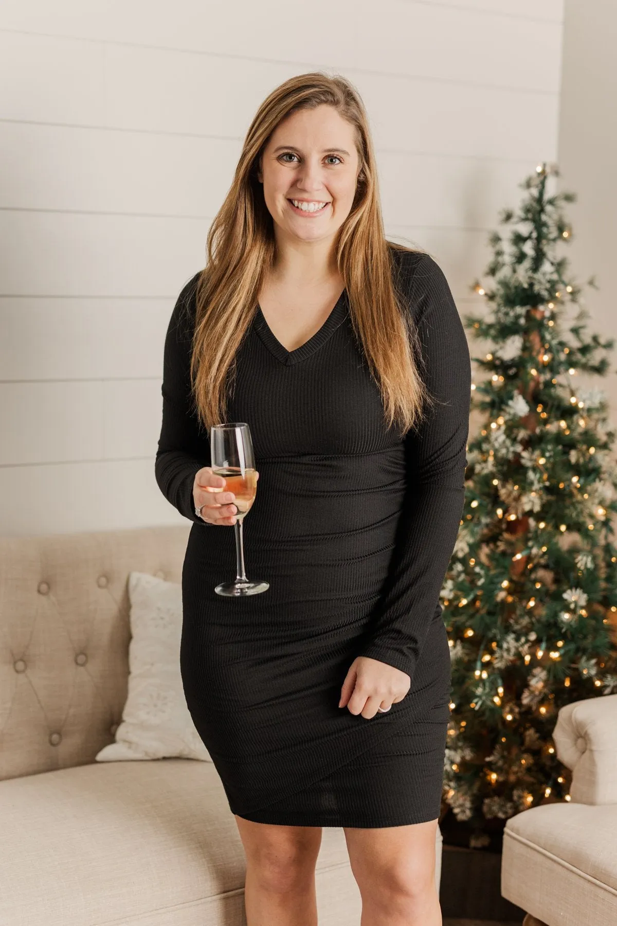 Divine Life Long Sleeve Dress- Black