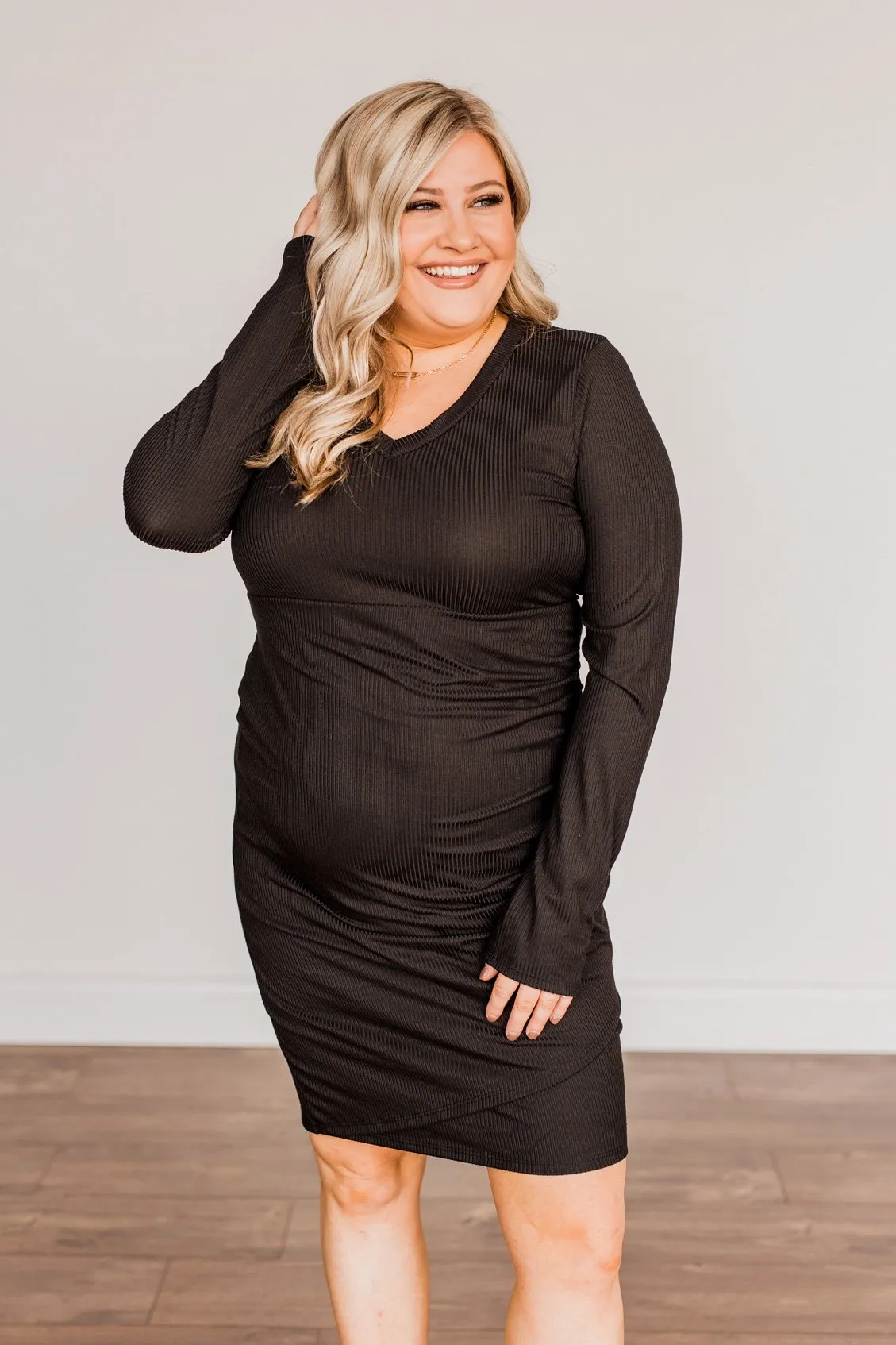 Divine Life Long Sleeve Dress- Black